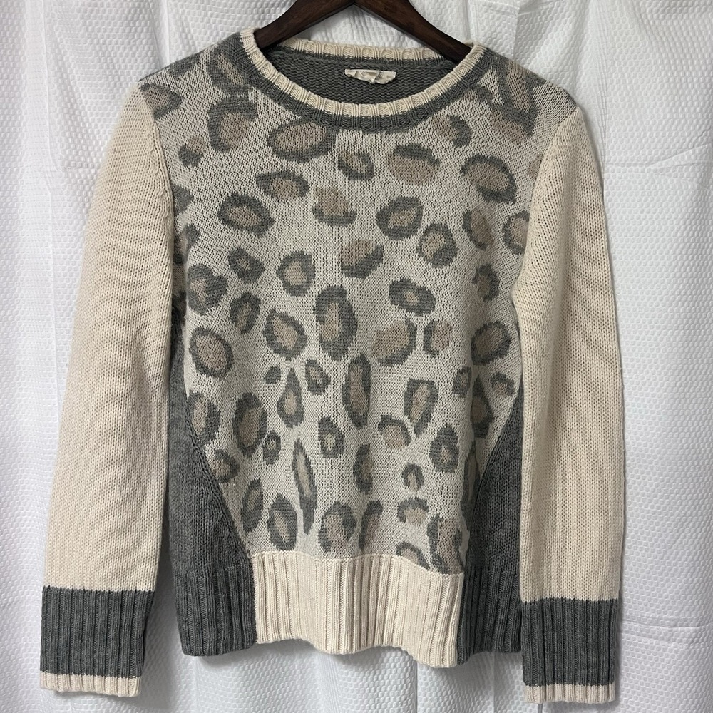 Entro Splendid Collection Toasted Leopard Sweater Size Small Cheetah Wool Blend